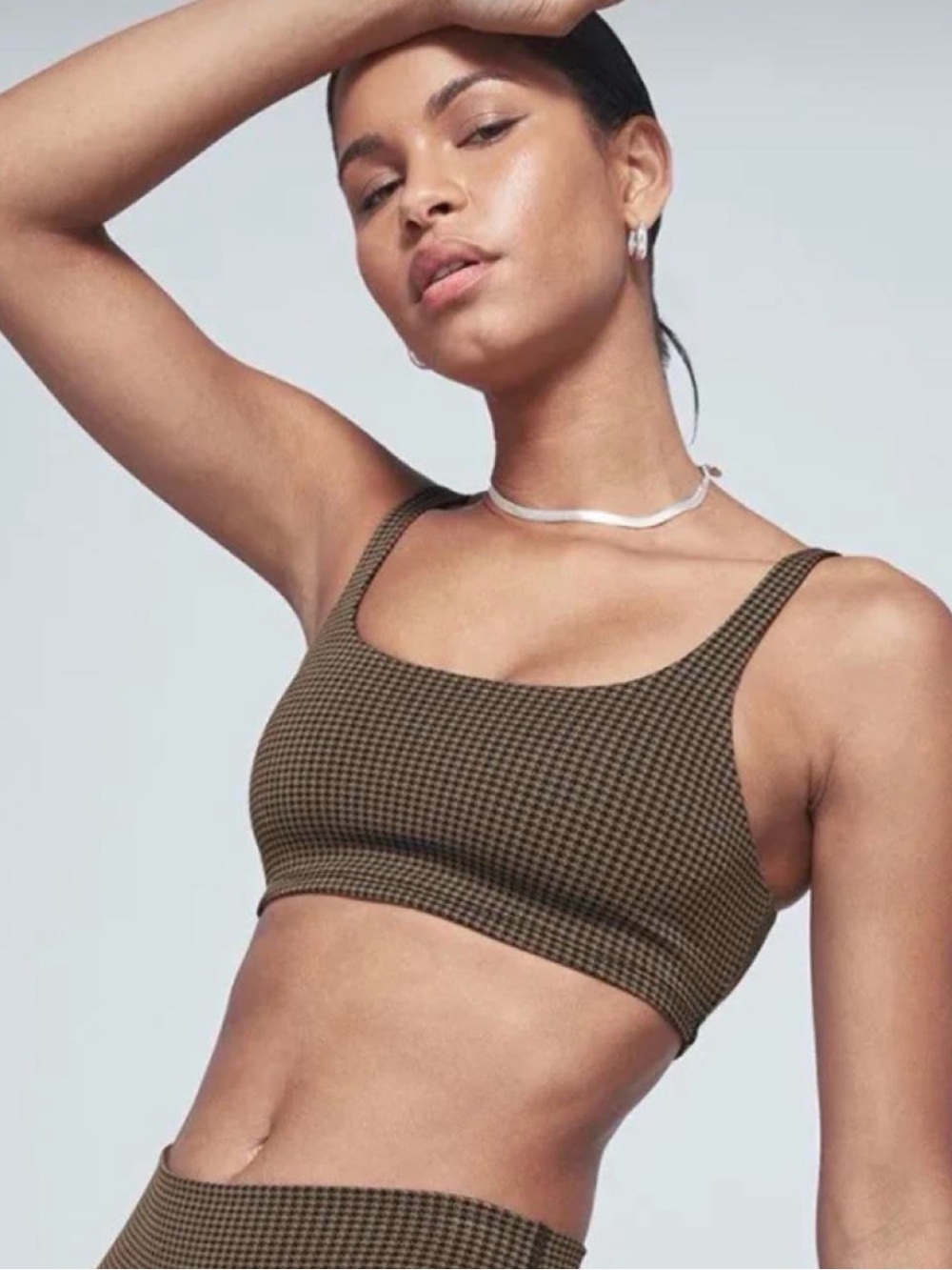 ALO Yoga Olive Houndstooth Sports Bralette